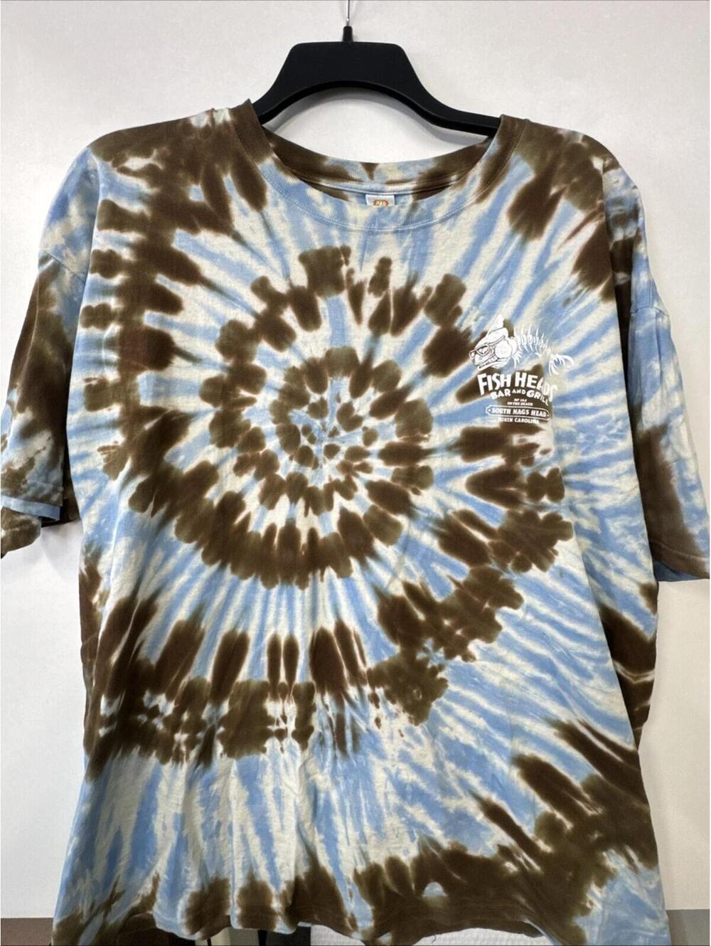 Vintage Sundog Tie-Dyed Fish Heads Bar & Grill Nags Head NC 2XL T-shirt